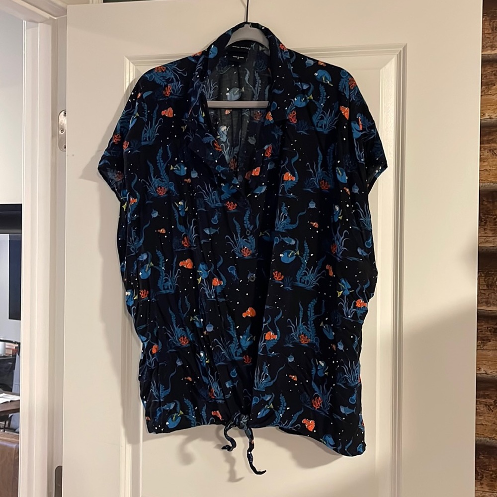 Torrid Black and Blue Floral Blouse